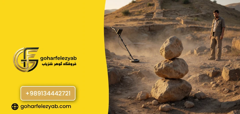 تفاوت سه سنگ روی هم با سه سنگ کنار هم - گوهر فلزیاب