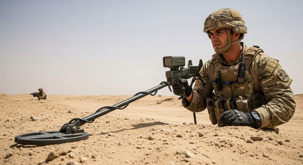 فلزیاب نظامی در یک عملیات نظامی: